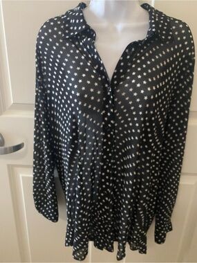 CAbi Black Button-Down Star Print Shirt
